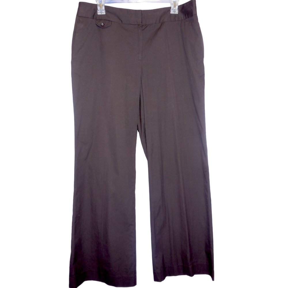 Woman's Pants size 12 Jone New York chocolate brown wide straight leg casual